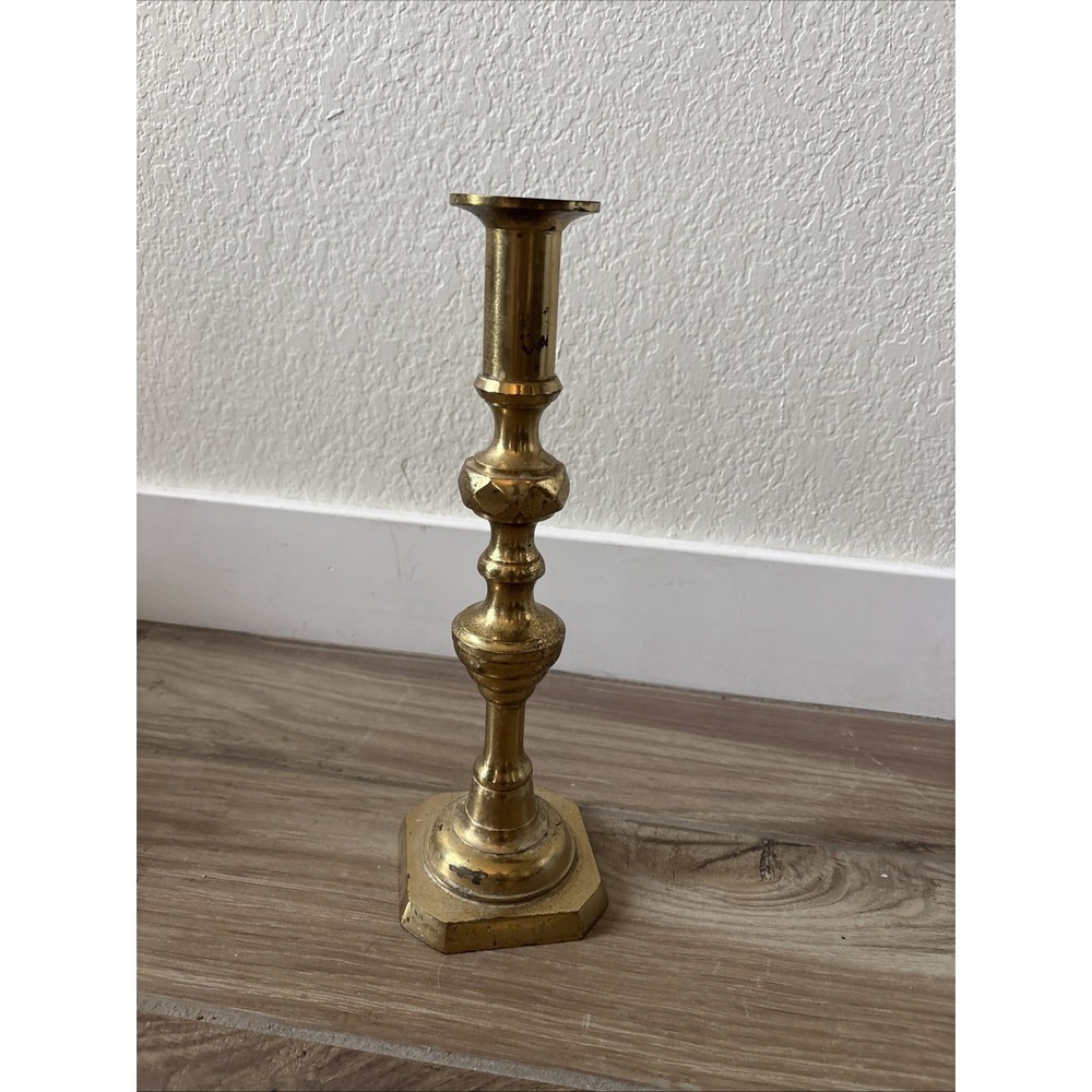 1‎ Candle Holder Pair Vintage Solid Brass Heavy 11" Mexico Tapered Candle